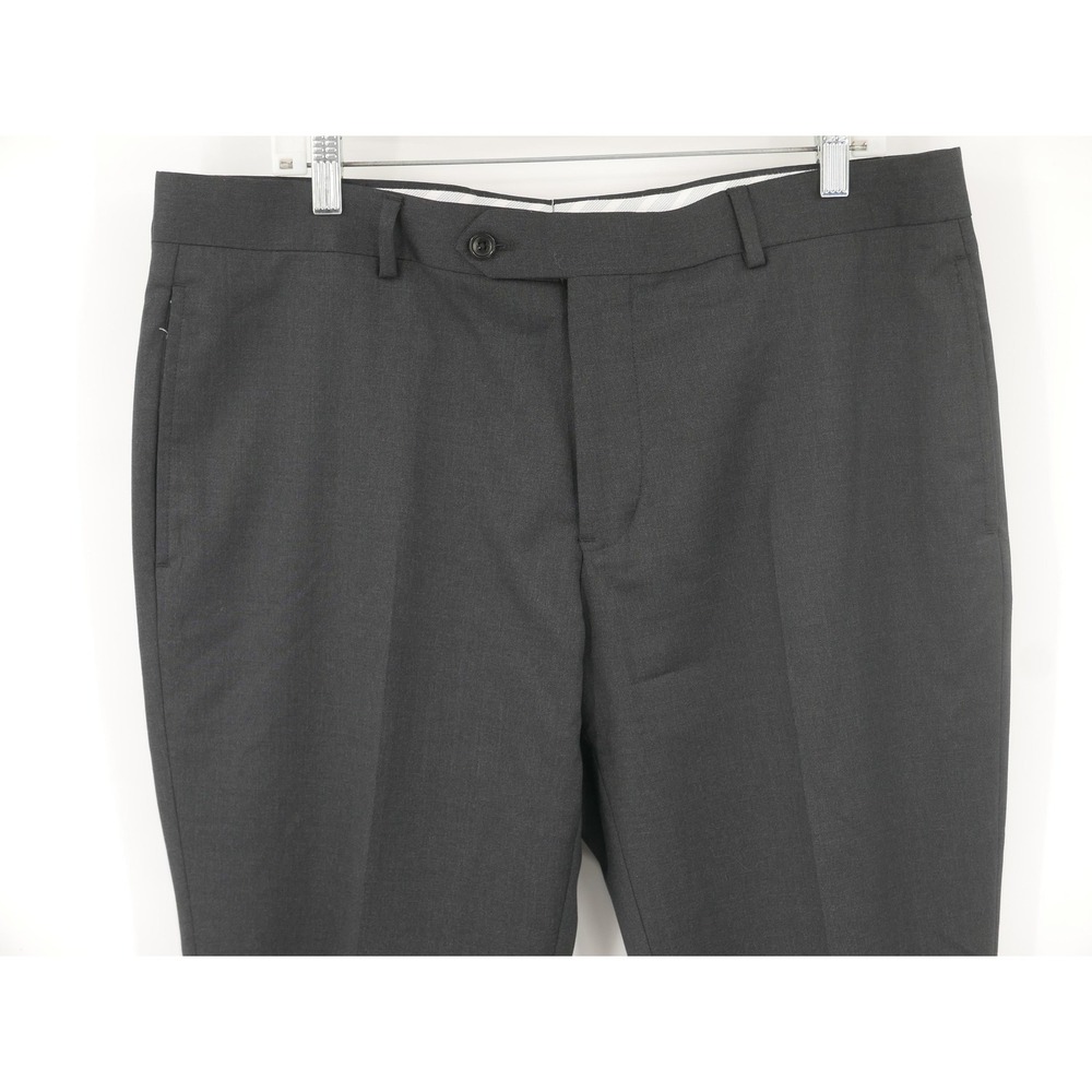 Brooks Brothers 1818 Dress Pants Gray Wool Blend Slim Flat Front Men's 36x30